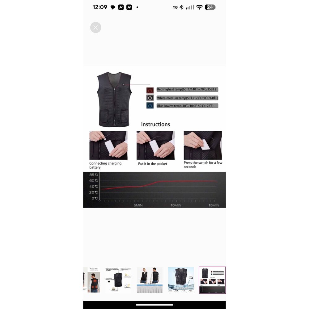 Heated Black Vest - Picture 7 of 16